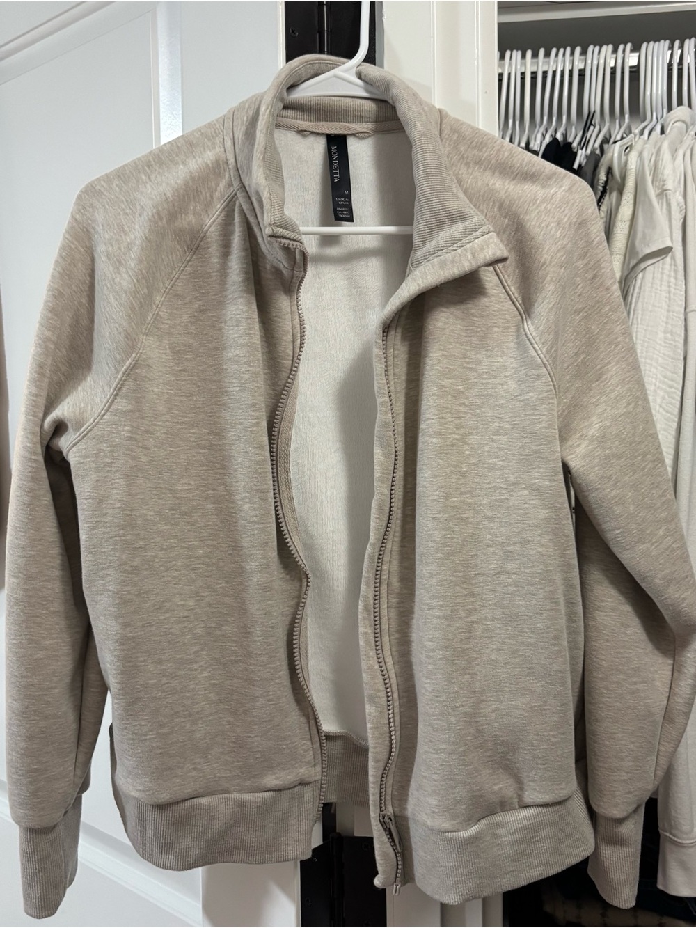 Zip-Up Jacket in Light Beige